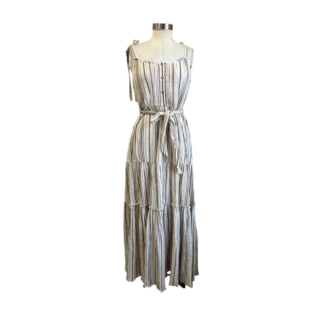 Veronica Beard Michi Metallic Stripe Maxi Dress Elegant Occasion Size Large - Picture 2 of 11